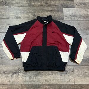 Vintage 90s Nike White Tag 1/2 Zip Black Red White Windbreaker Jacket Men's XXL